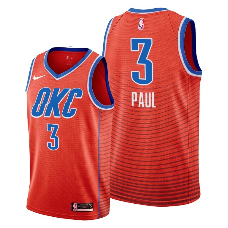 Men's Oklahoma City Thunder #3 Chris Paul Orange NBA Stitched Jersey